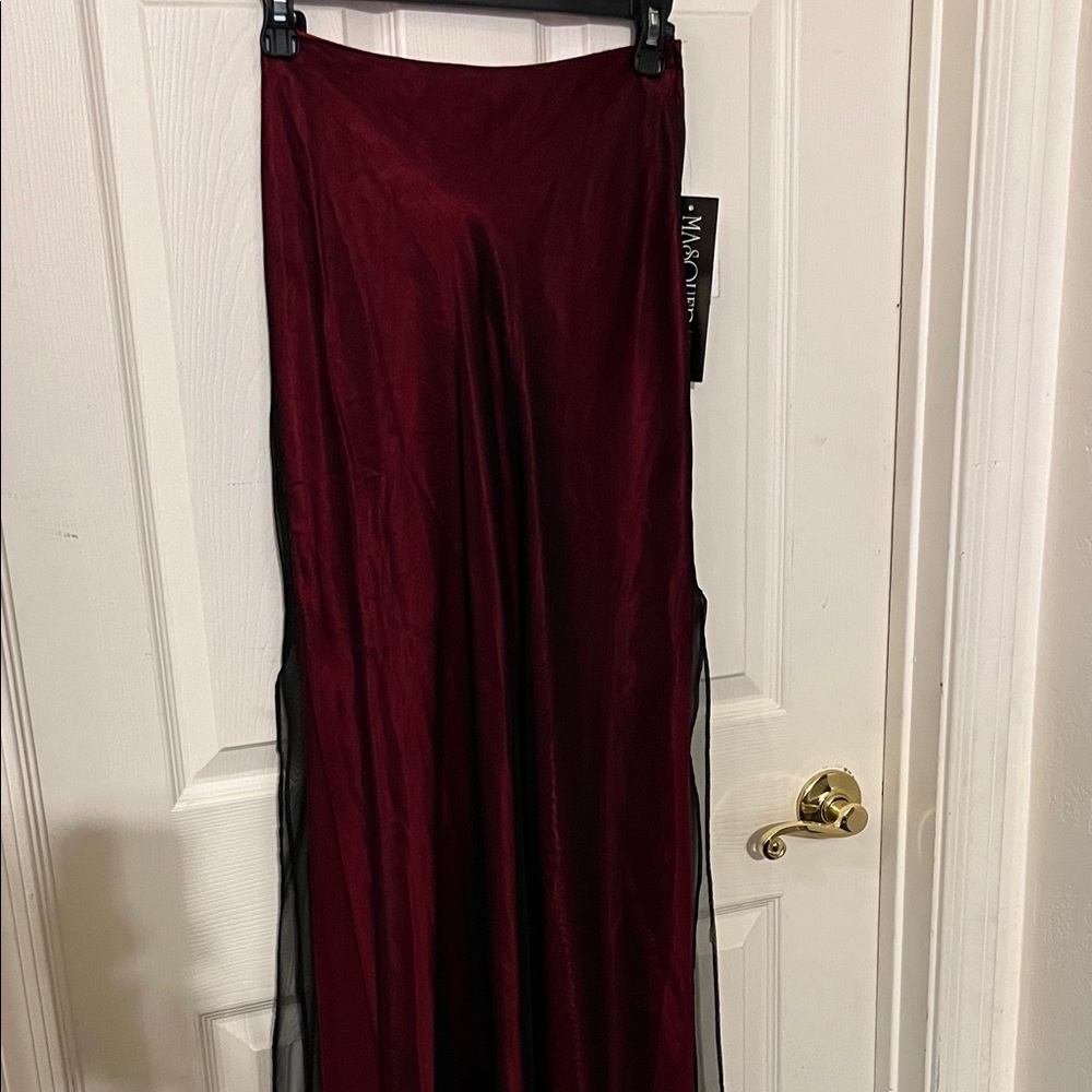 Masquerade Cocktail Whimsigoth Red and Black Maxi Skirt Sheer Juniors 3/4
